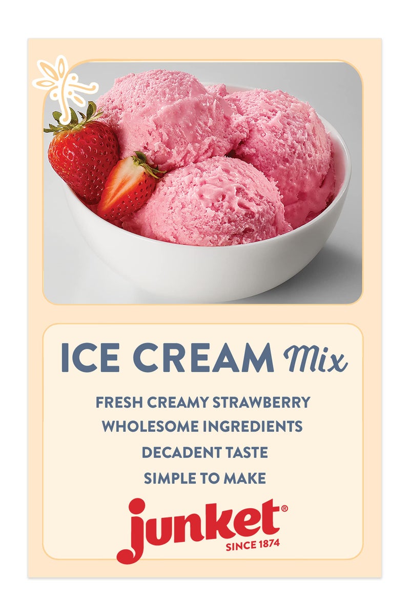 Junket Strawberry Ice Cream Mix: Makes 6 Quarts Old Fashioned Homemade Ice Cream for Ice Cream Maker or Hand Stir - Just Add Milk and Cream, Chill, and Enjoy. Quick and Easy! 4 oz Box of Powdered Ice - Image 4